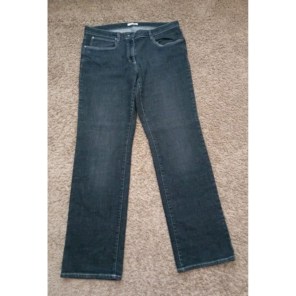 Eileen Fisher Denim Dark Blue Jeans Womens Size 12 Straight Leg Organic Cotton